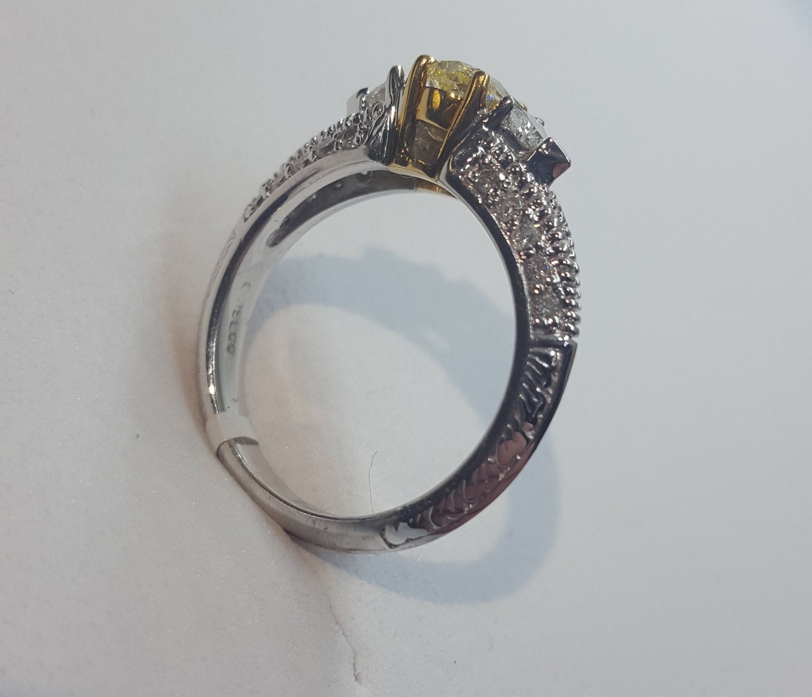 Womens White Gold Diamond, Yellow Diamond Ring #29