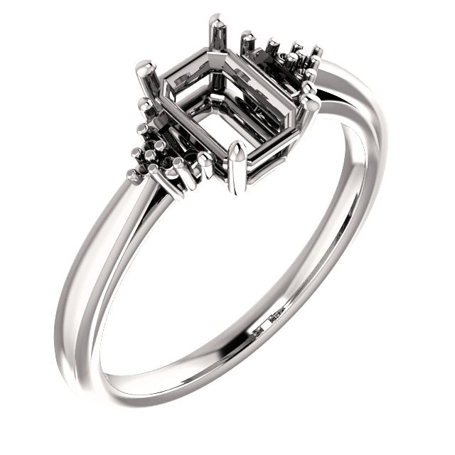 14K or 18K Silver, White, Gold or Platinum Diamond 7 x 5 mm Emerald Engagement Ring, from...