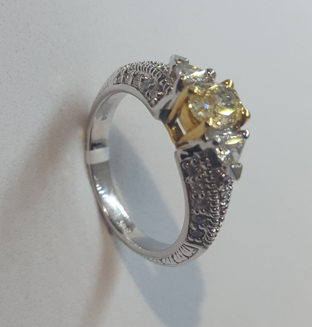 Womens White Gold Diamond, Yellow Diamond Ring #29