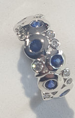 Women's Silver Blue Stone Ring #22