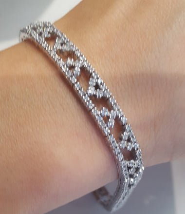 14K White Gold Ladies Fancy Diamond Tennis Bracelet
