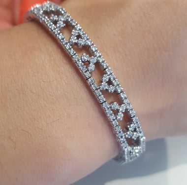 14K White Gold Ladies Fancy Diamond Tennis Bracelet