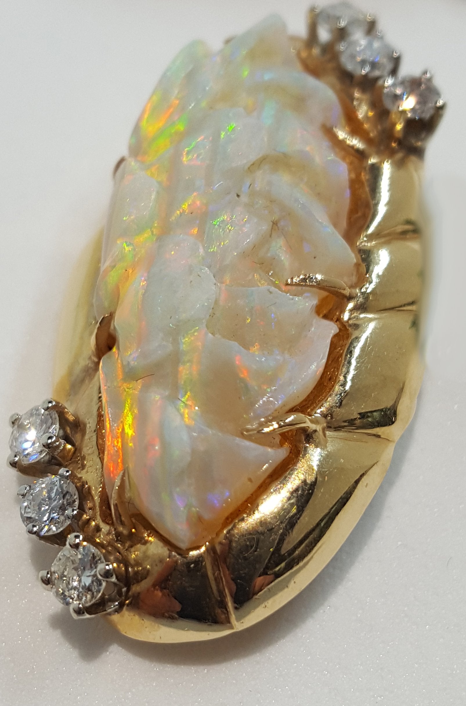 Carved Opal Brooch