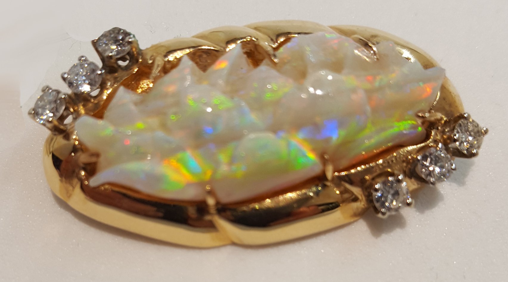 Carved Opal Brooch