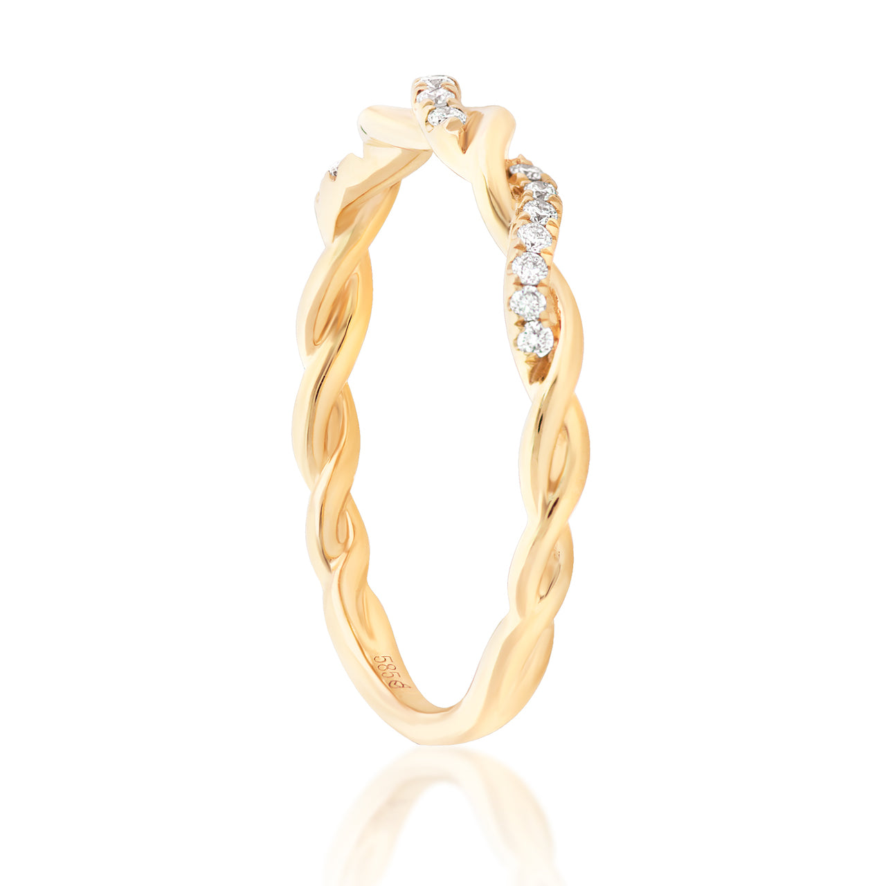 Diamond Twist Band White Gold-Rose-Gold