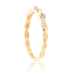 Diamond Twist Band White Gold-Rose-Gold