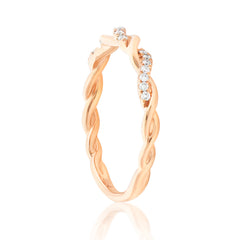Diamond Twist Band White Gold-Rose-Gold