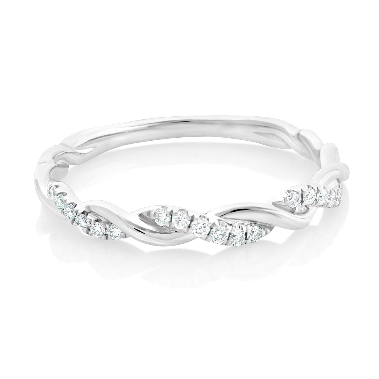 Diamond Twist Band White Gold-Rose-Gold