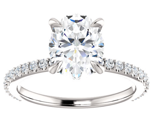 Woman's Oval Colorless Moissanite 1/3 CTW White Gold Diamond Engagement Ring