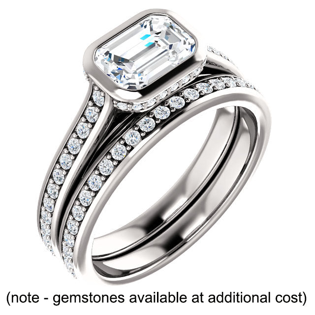 14K White 7x5 mm Emerald Engagement Ring Mounting