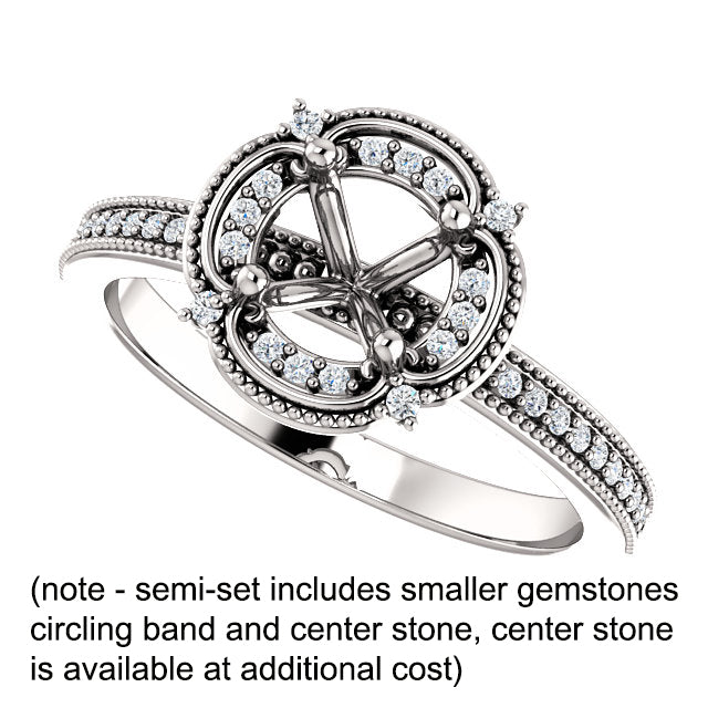 14K White 5.8 mm Round 1/8 CTW Diamond Semi-Set Engagement Ring