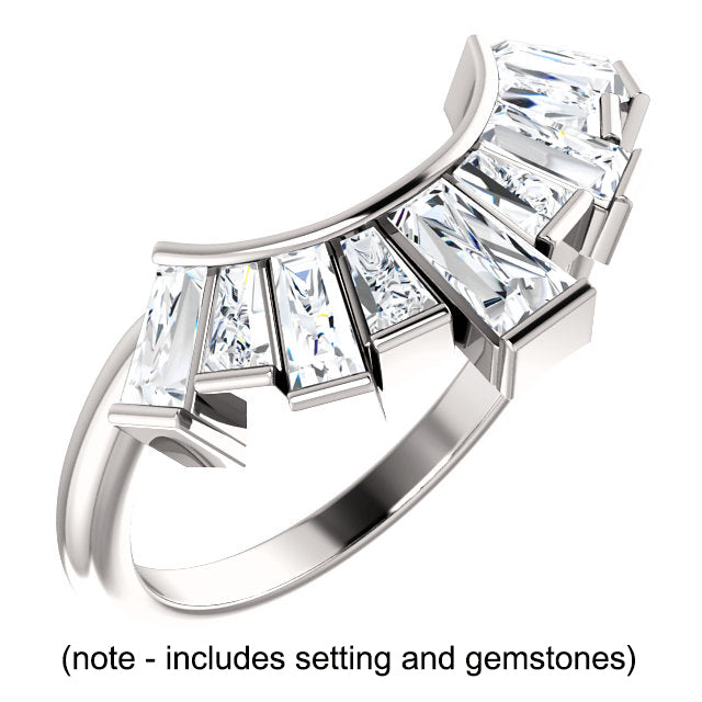 14K White 3/4 CTW Diamond Contour Band