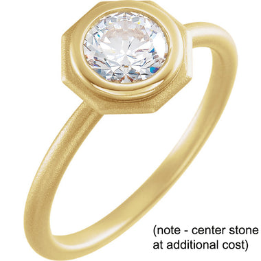 14K Yellow 6.5 mm Round Bezel-Set Solitaire Engagement Ring Mounting with Bead Blast Finish
