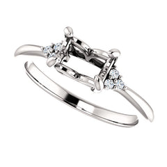 14K White 7x5 mm Emerald .05 CTW Diamond Semi-Set Engagement Ring