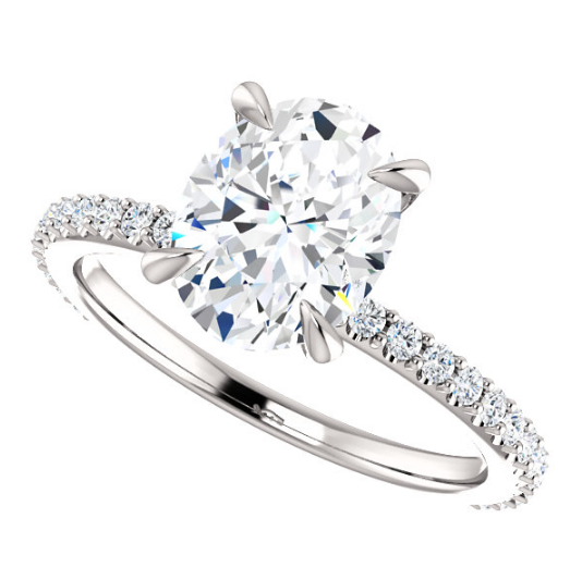 Woman's Oval Colorless Moissanite 1/3 CTW White Gold Diamond Engagement Ring